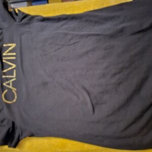 Calvin Klein Black T-Shirt DRESS with Gold Logo